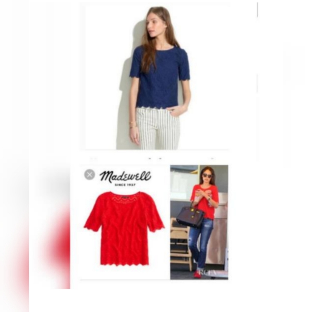 madewell scallop lace top xs 